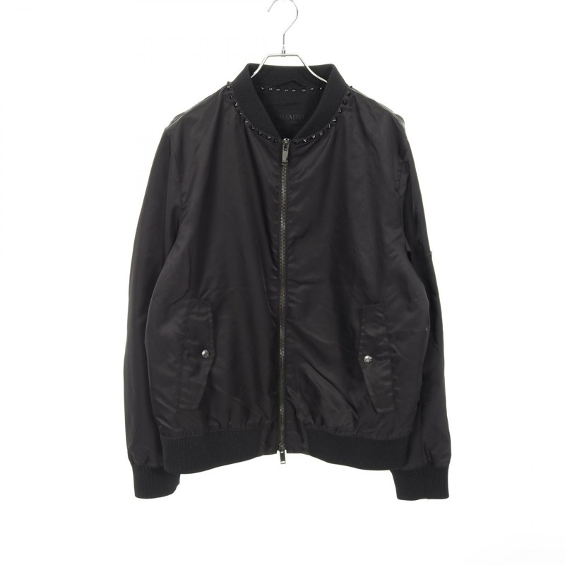 Valentino Rock 鉚釘短版夾克 2V3C11 702KP 尼龍黑 二手 男款-0