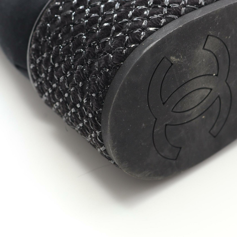 香奈兒 (CHANEL) 女靴 G38514，織物/人造珍珠，黑色，36C 碼。-6