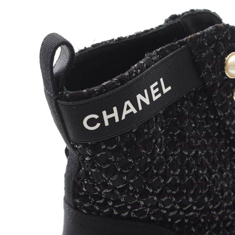 香奈兒 (CHANEL) 女靴 G38514，織物/人造珍珠，黑色，36C 碼。-7