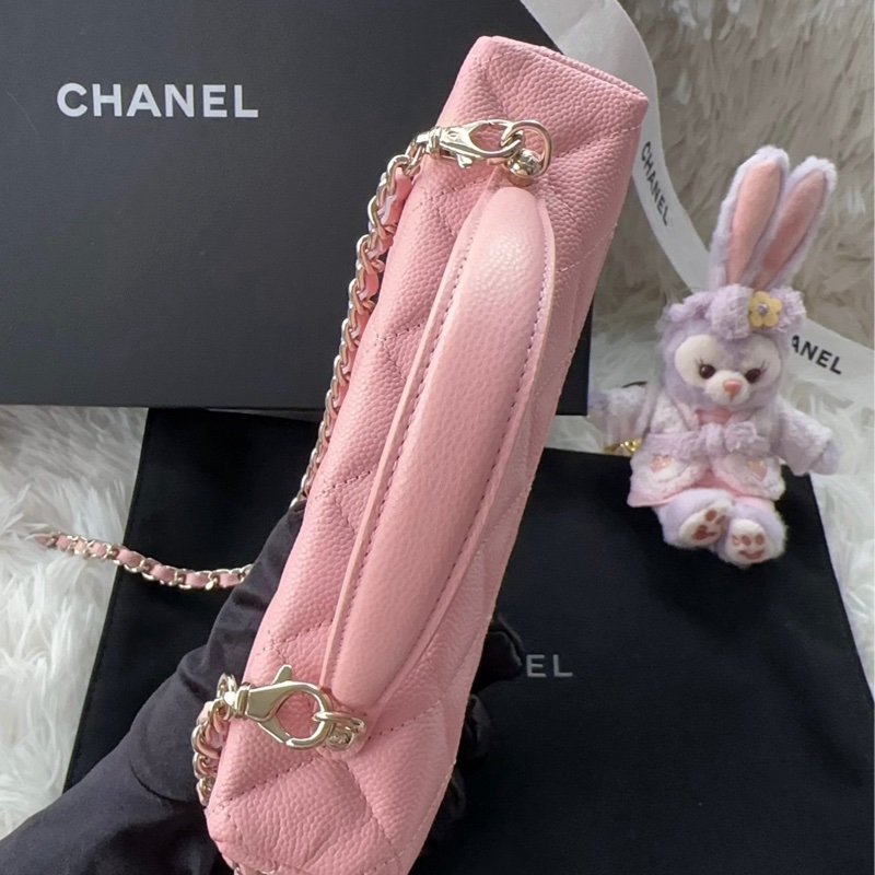 【配件：防塵袋 💕】Chanel 25b lp 飯盒包 盒子包 粉色 蜜桃粉 珊瑚粉 荔枝牛皮 肩帶可拆卸 手提 單肩 斜挎-3