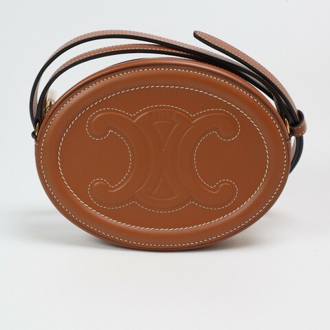 Celine 焦糖色圓餅牛皮小號 肩背包斜背包