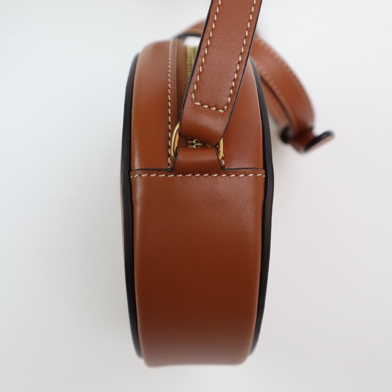Celine 焦糖色圓餅牛皮小號 肩背包斜背包-2