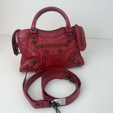 Balenciaga 機車包mini紅色 羊皮肩背包斜背包