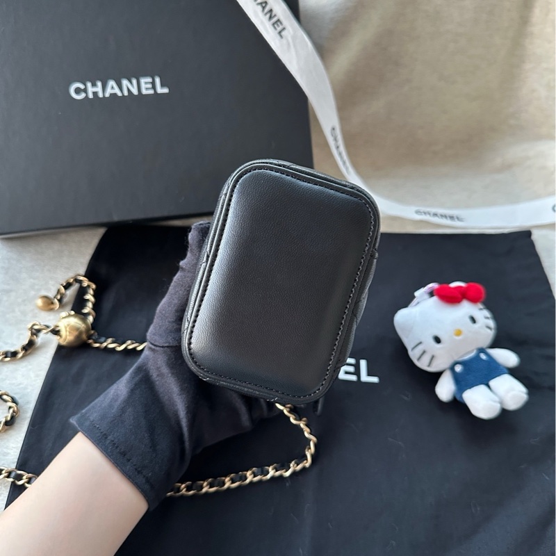 【配件:防塵袋 💕99】Chanel 方盒子 小盒子 黑金 黑色 金扣 金球 肩帶可調節 手提 單肩 斜挎-4