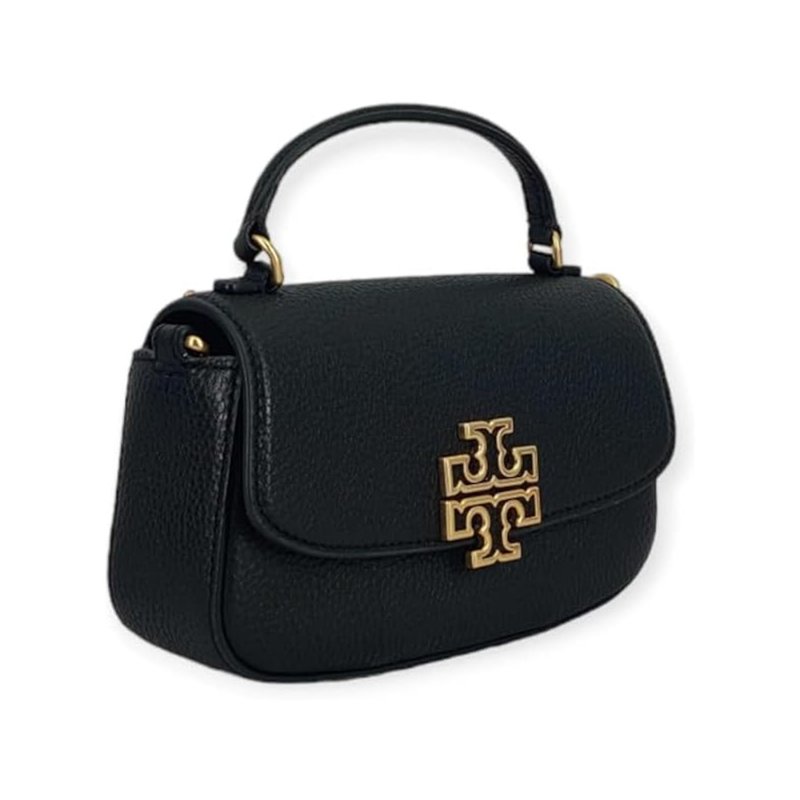 【TORY BURCH】雙T-LOGO翻蓋皮革造型斜背包-黑色-2