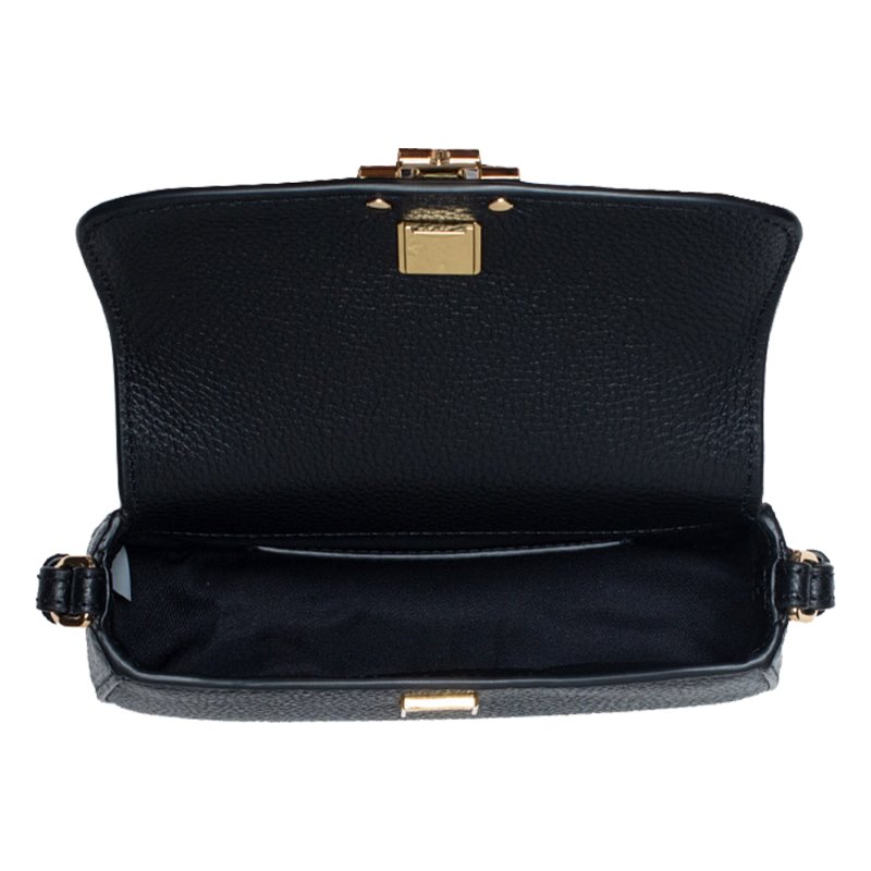 【TORY BURCH】雙T-LOGO翻蓋皮革造型斜背包-黑色-3