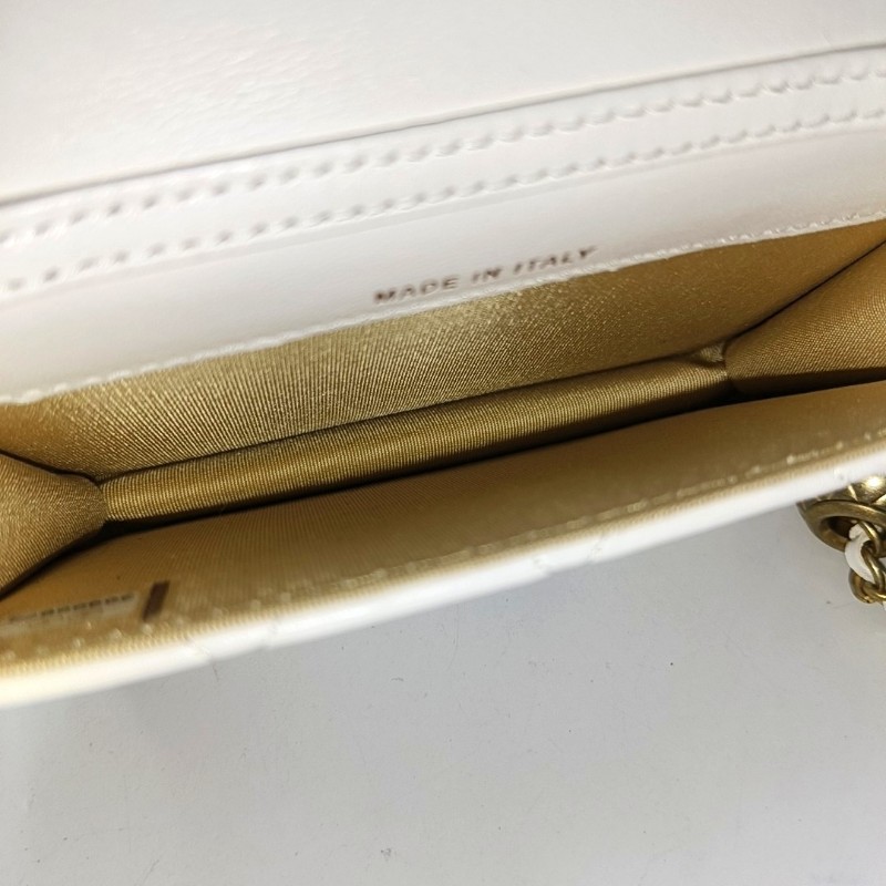 CHANEL WOC 白色牛皮菱格紋絎縫斜挎包單肩包 金色五金 30開-6