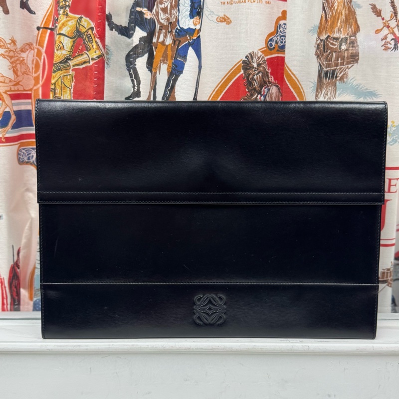 Loewe 黑色真皮電腦套 筆電包 文件夾 公事包-2