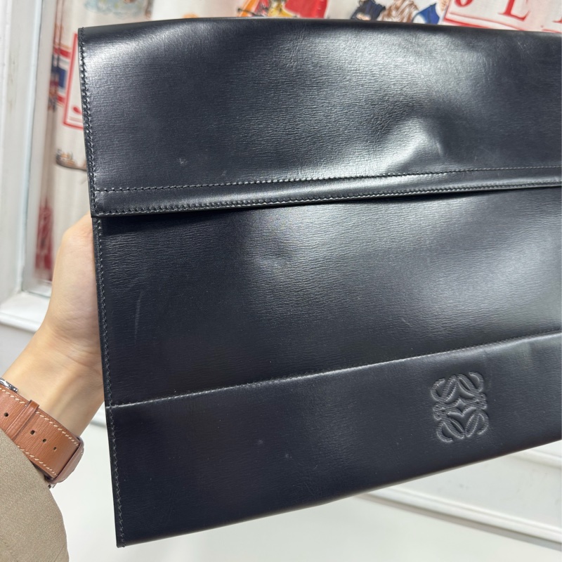 Loewe 黑色真皮電腦套 筆電包 文件夾 公事包-6