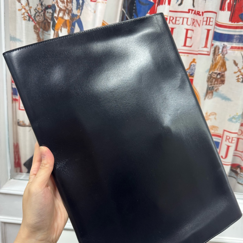 Loewe 黑色真皮電腦套 筆電包 文件夾 公事包-8