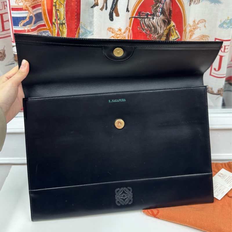 Loewe 黑色真皮電腦套 筆電包 文件夾 公事包-14