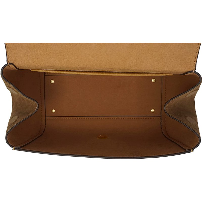 【TORY BURCH】拼接皮革翻蓋斜背包-棕色-3