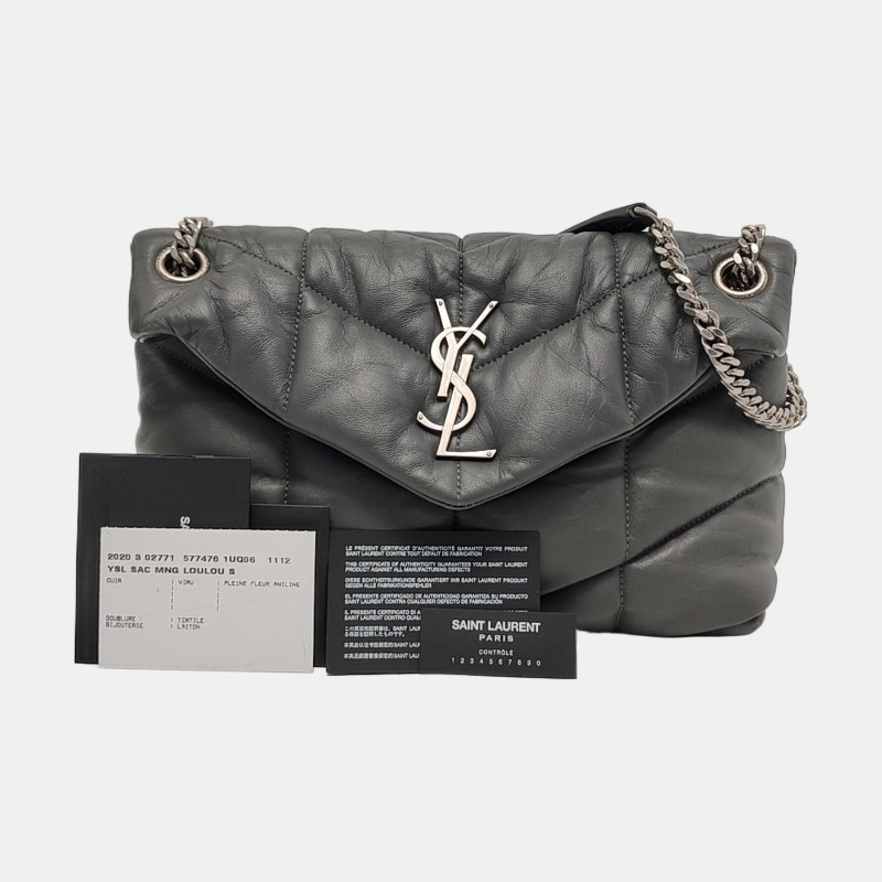 YSL LOULOU 小號 深灰色羊皮單肩包
斜挎包 釘色五金-7