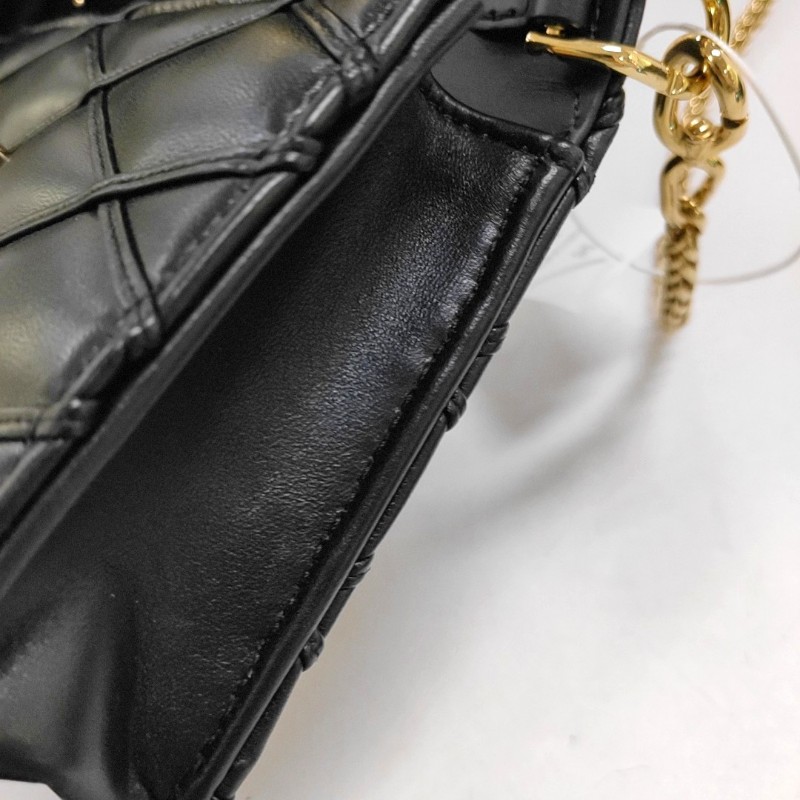 LOUIS VUITTON GO-14 黑色羊皮絎縫斜挎包手拿包單肩包 金色五金 可拆卸肩帶 9.9新-9