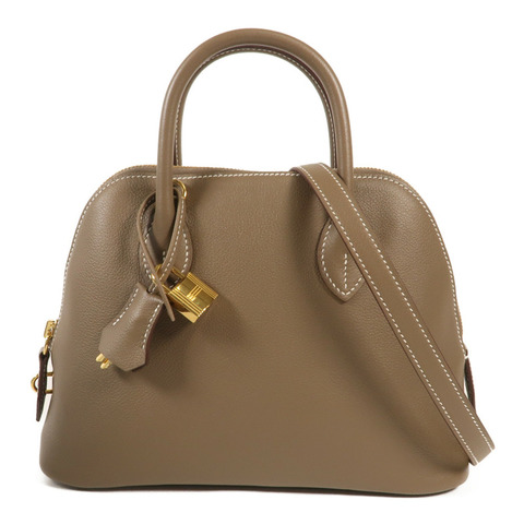 HERMES Evercolor皮革皮革Bolide 25金扣手挽肩背兩用袋Etoupe