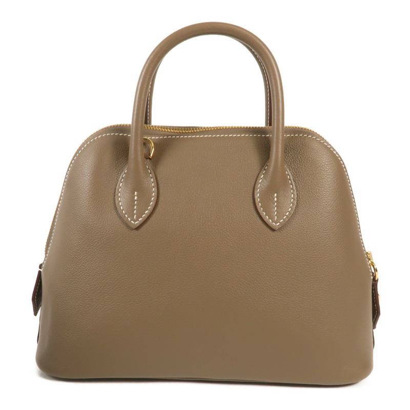 HERMES Evercolor皮革皮革Bolide 25金扣手挽肩背兩用袋Etoupe-1