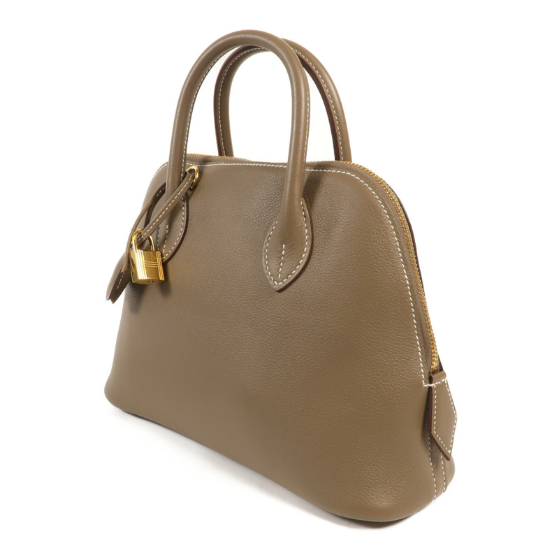 HERMES Evercolor皮革皮革Bolide 25金扣手挽肩背兩用袋Etoupe-2