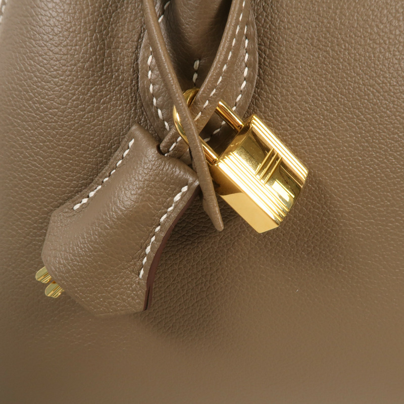 HERMES Evercolor皮革皮革Bolide 25金扣手挽肩背兩用袋Etoupe-6