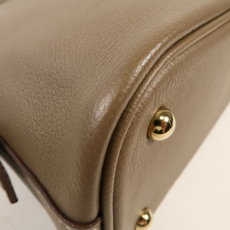 HERMES Evercolor皮革皮革Bolide 25金扣手挽肩背兩用袋Etoupe-10