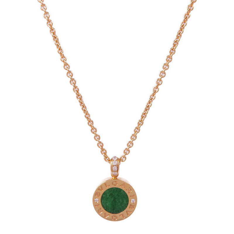 BVLGARI 18K玫瑰金Bvlgari Bvlgari Necklace Green翡翠/鑽石項鍊-1