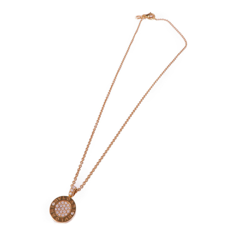 BVLGARI 18K玫瑰金Bvlgari Bvlgari Necklace Green翡翠/鑽石項鍊-2