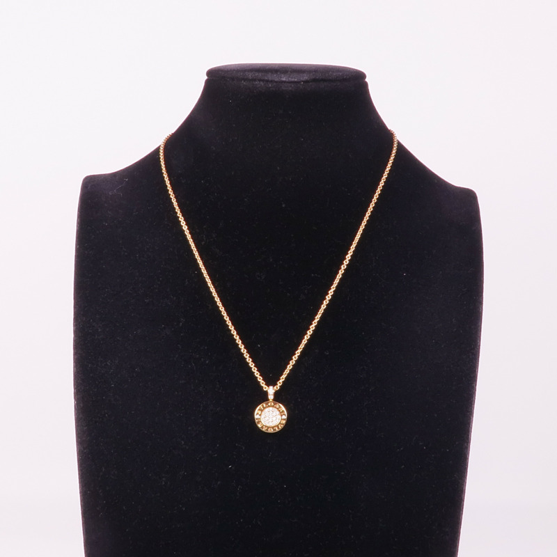 BVLGARI 18K玫瑰金Bvlgari Bvlgari Necklace Green翡翠/鑽石項鍊-8