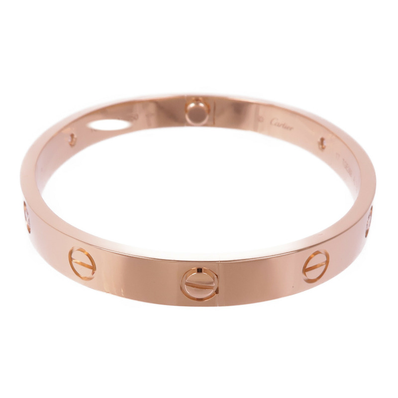 CARTIER 18K玫瑰金Love Bracelet 4 Diamonds鑽石手鐲Cartier#17-1
