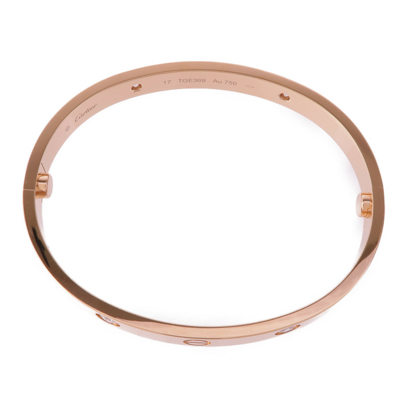 CARTIER 18K玫瑰金Love Bracelet 4 Diamonds鑽石手鐲Cartier#17-3
