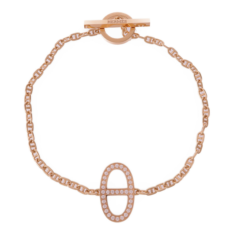 HERMES 18K玫瑰金Chaine d'ancre Contour Bracelet手鏈-3