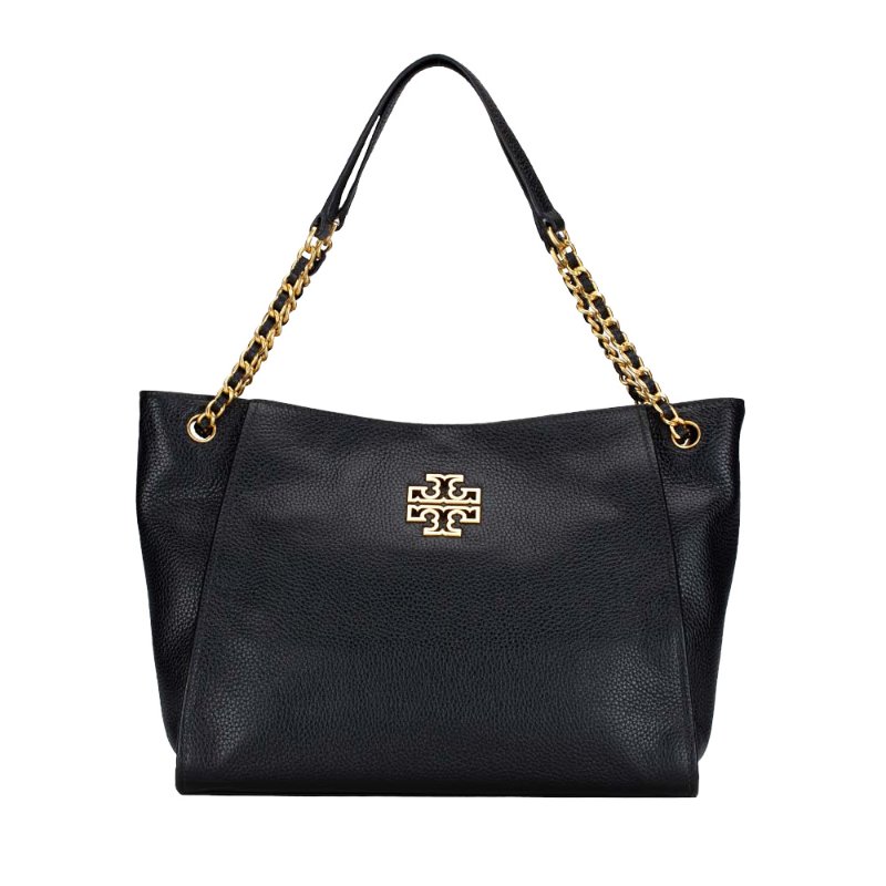 【TORY BURCH】雙TLOGO素面皮革單肩包-黑色-0
