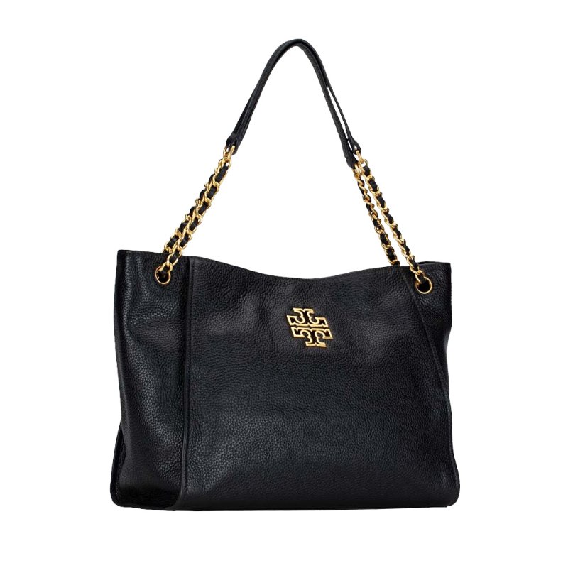 【TORY BURCH】雙TLOGO素面皮革單肩包-黑色-1