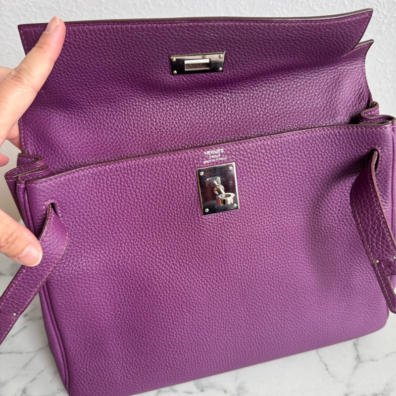 Hermes 葡萄紫kelly28銀扣-8