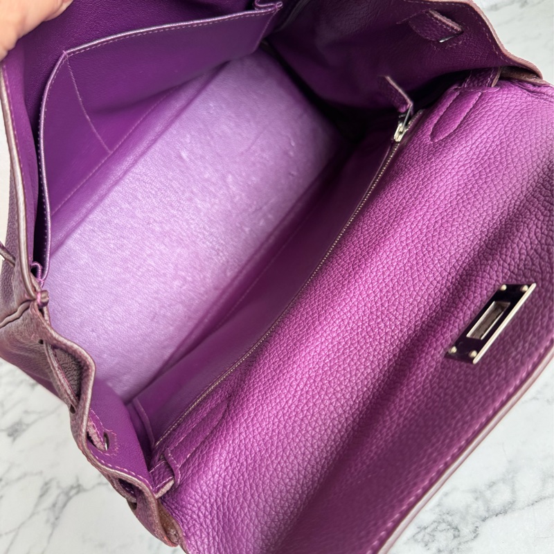 Hermes 葡萄紫kelly28銀扣-22