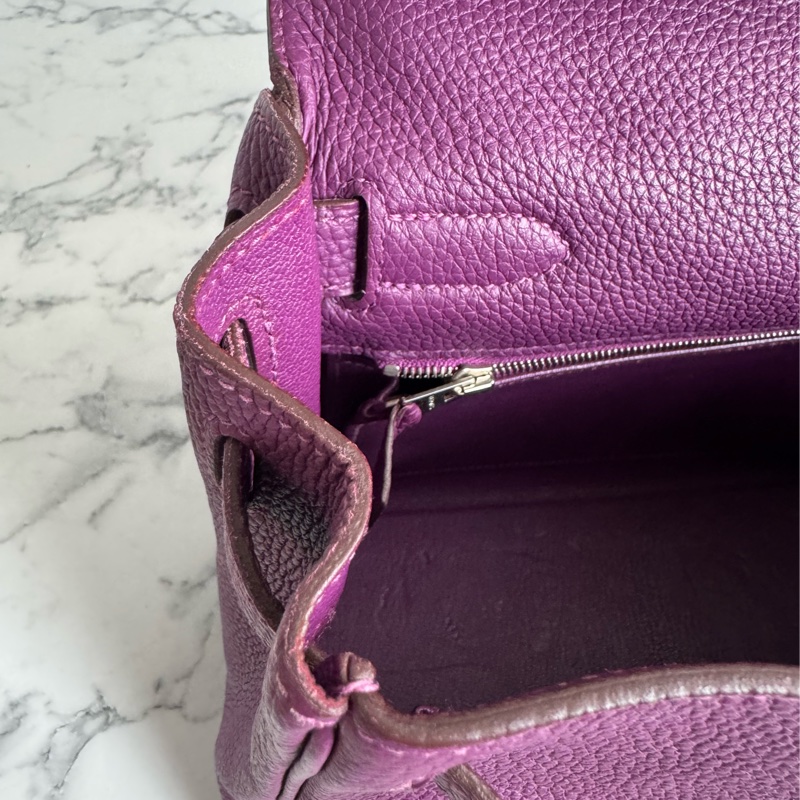 Hermes 葡萄紫kelly28銀扣-24