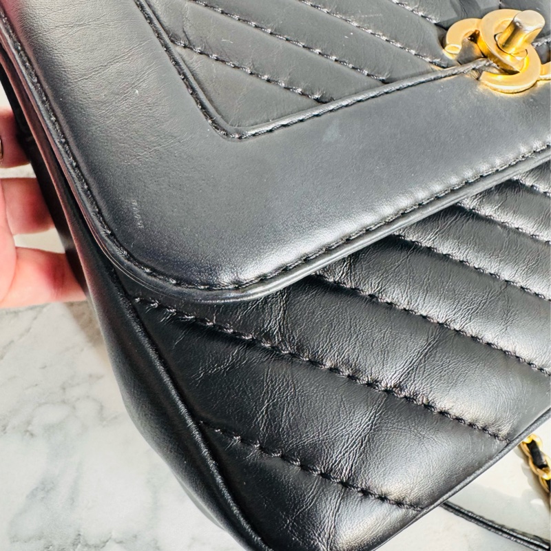 Chanel 山形紋提把鏈斜背包-13