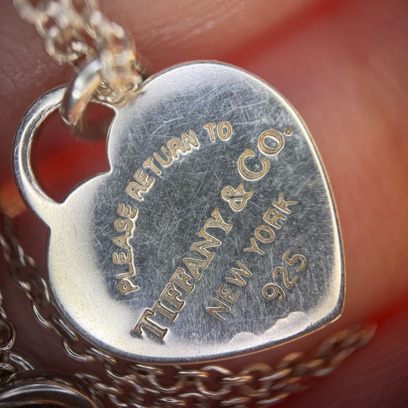 Tiffany蒂芙尼雙心銀心項鍊 925銀項鍊-9