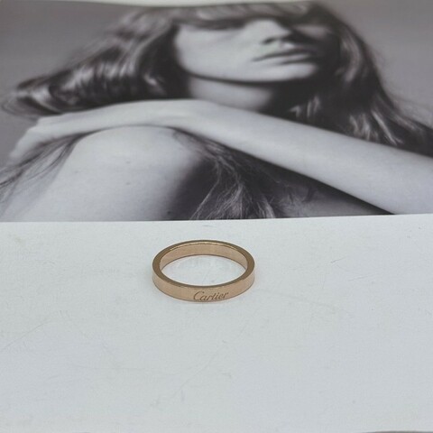 Cartier logo標戒簽名戒指3mm無鑽58號玫瑰金