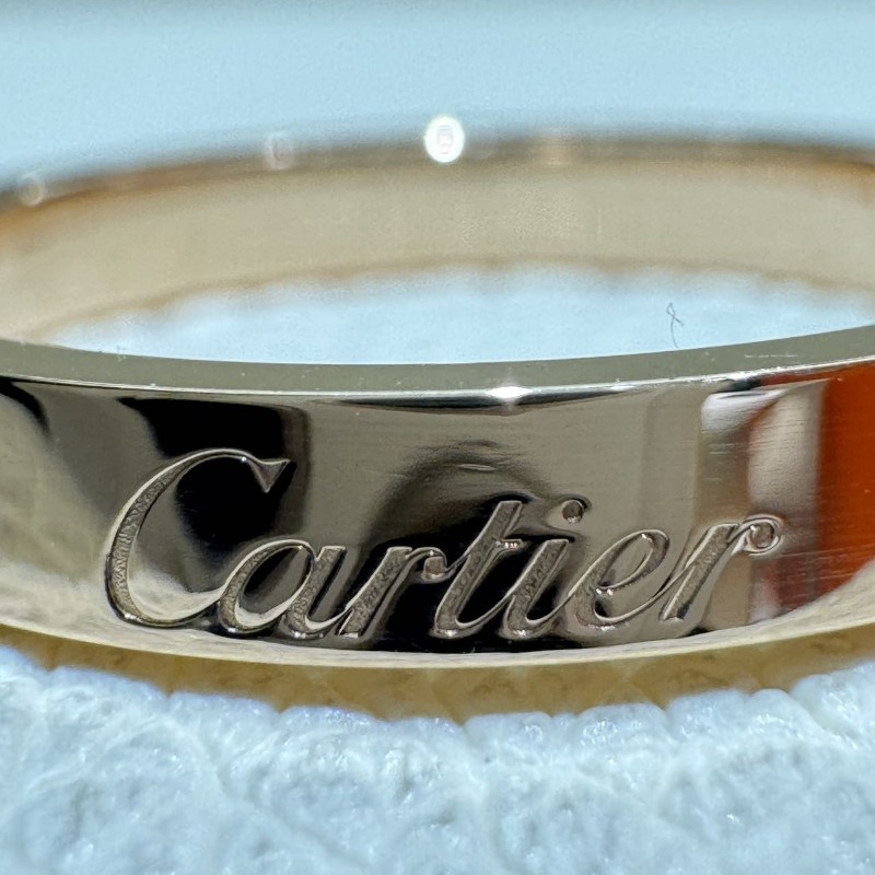 Cartier logo標戒簽名戒指3mm無鑽58號玫瑰金-3