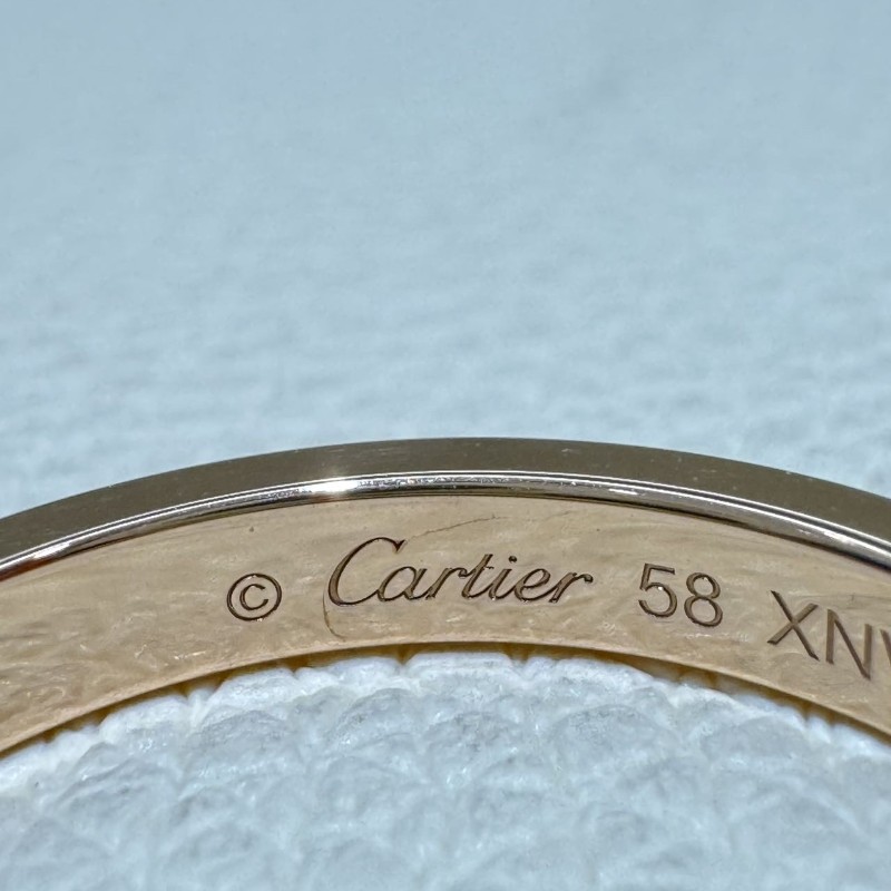 Cartier logo標戒簽名戒指3mm無鑽58號玫瑰金-4