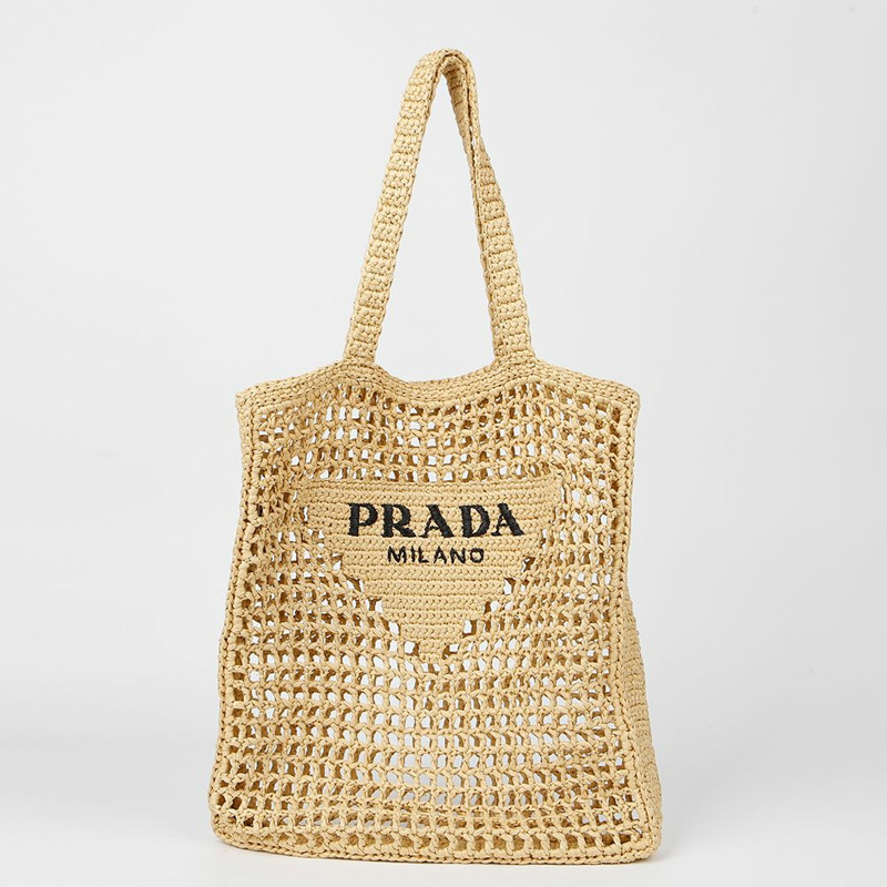 PRADA Logo 拉菲草單肩包 1BG393-1