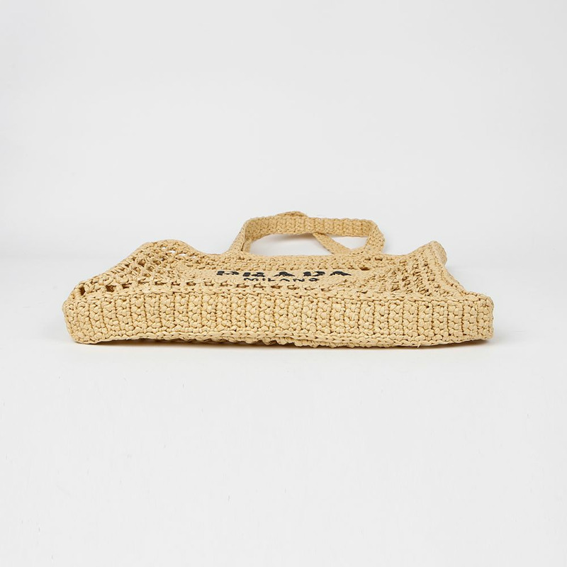 PRADA Logo 拉菲草單肩包 1BG393-5