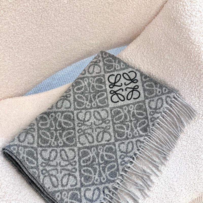 【全🆕】LOEWE Anagram scarf 羊絨羊毛圍巾 淺灰色-0
