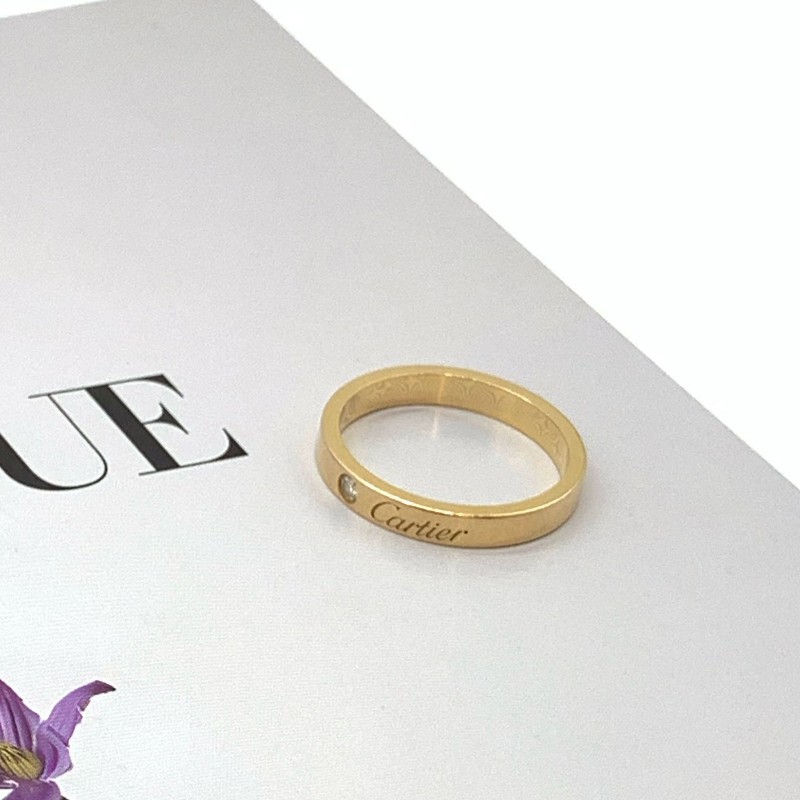 Cartier戒指單鑽18k玫瑰金57碼窄版-0