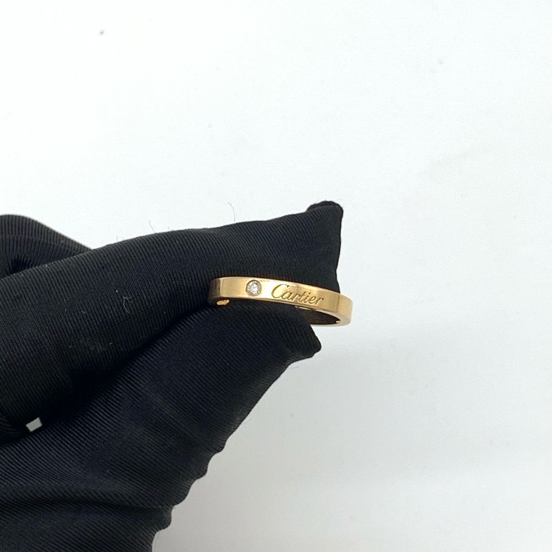 Cartier戒指單鑽18k玫瑰金57碼窄版-1