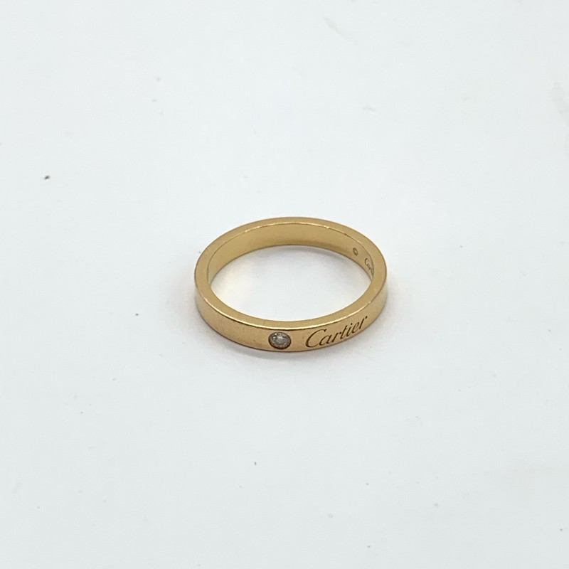 Cartier戒指單鑽18k玫瑰金57碼窄版-2