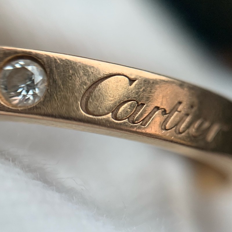 Cartier戒指單鑽18k玫瑰金57碼窄版-5