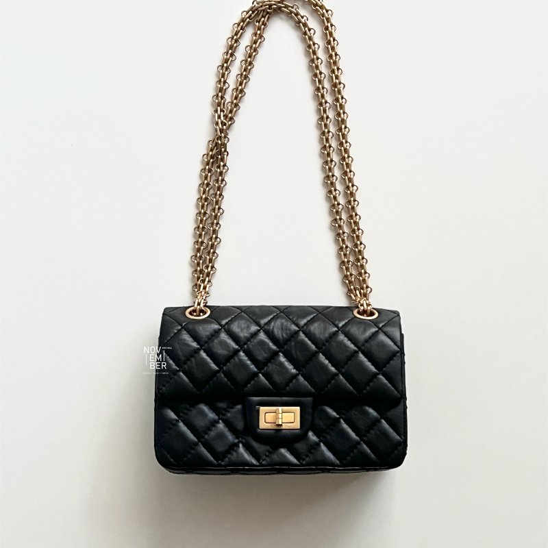 閒置新✨ Chanel 香奈兒 2.55 mini 黑色金釦-5