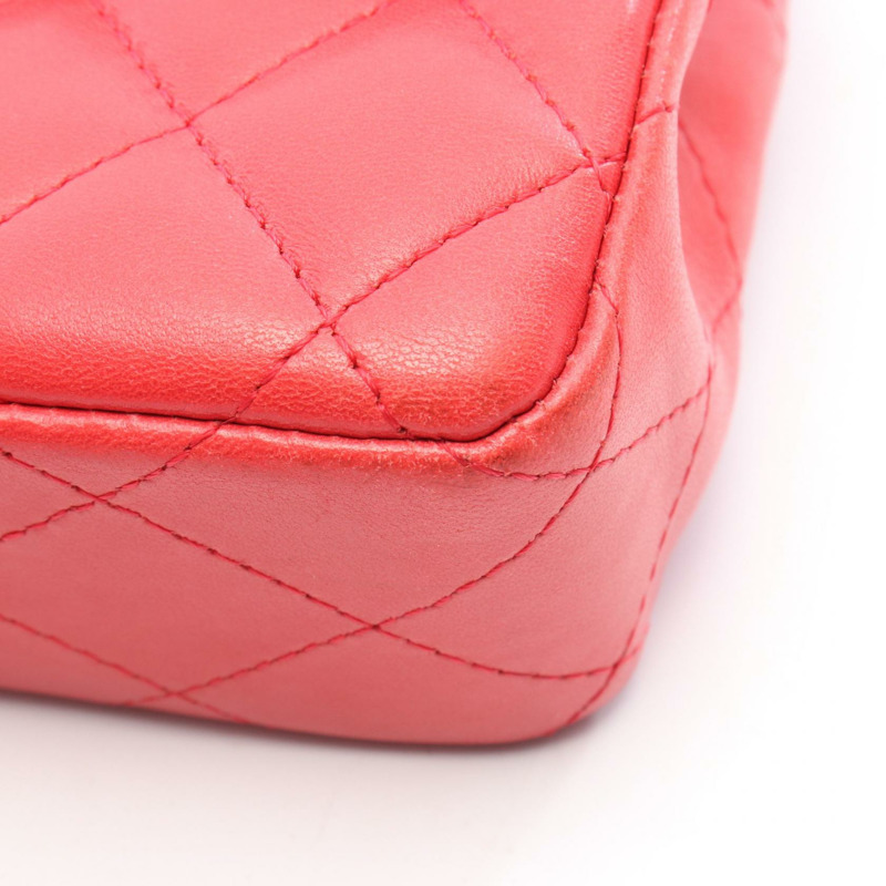 香奈兒 (CHANEL) 絎縫鏈條肩背包,羊皮材質,紅色,SHW,二手,女士 CC-7