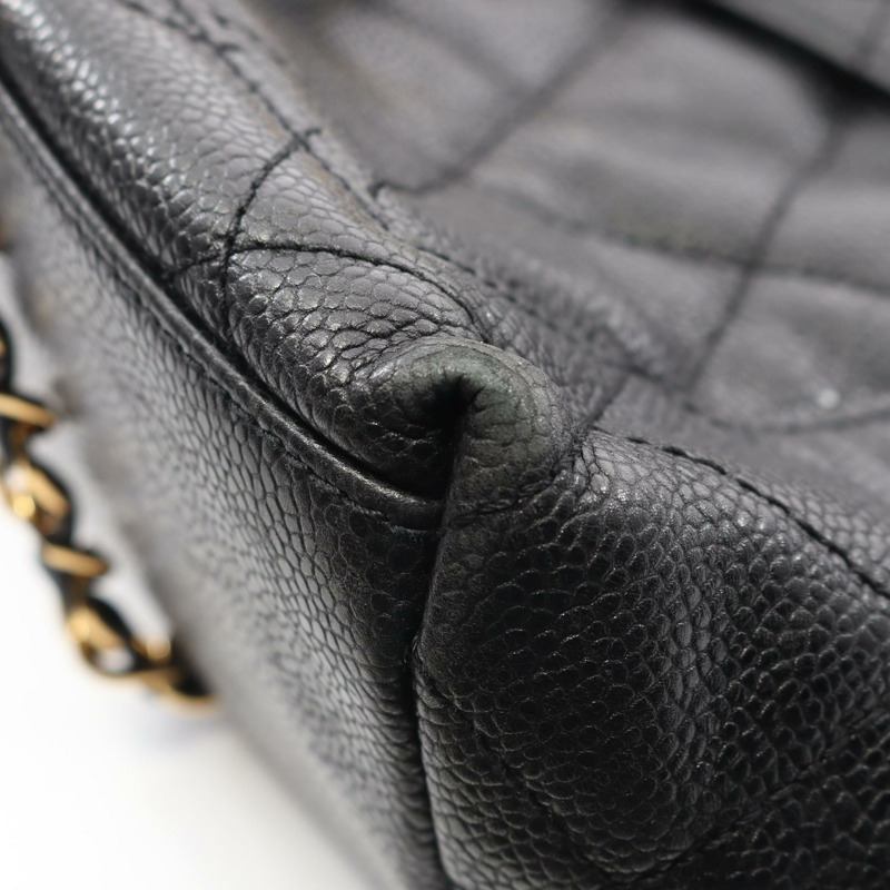 香奈兒 (CHANEL) Matelasse 皮革鏈條肩背包,黑色,二手,女士,金色五金-6