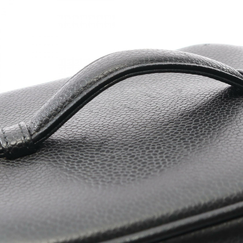 香奈兒 COCO 標誌化妝包 A01998 黑色小牛皮二手女士金扣-9